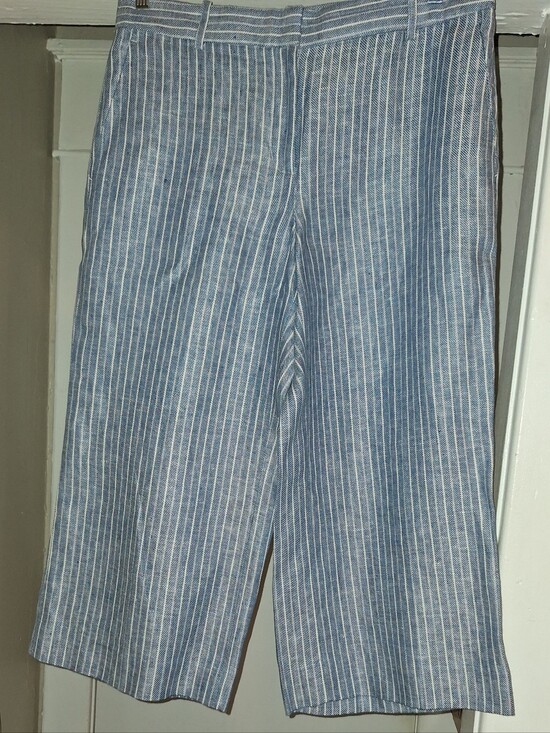 J. Crew Pants - J. Crew Blue and White Striped Capris